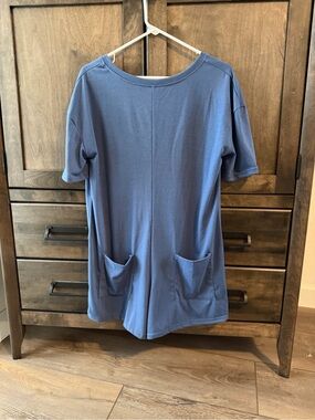 Blue Short Sleeve Tunic/shorts with Front Pockets